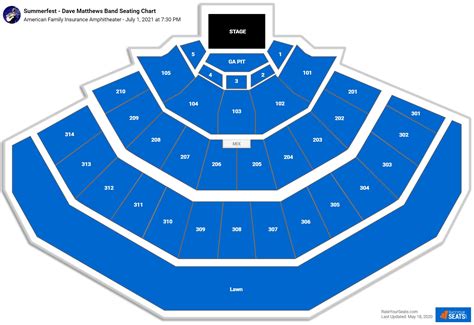 Full American Family Insurance Amphitheater Seating Guide. . Row seat number american family insurance amphitheater detailed seating chart
